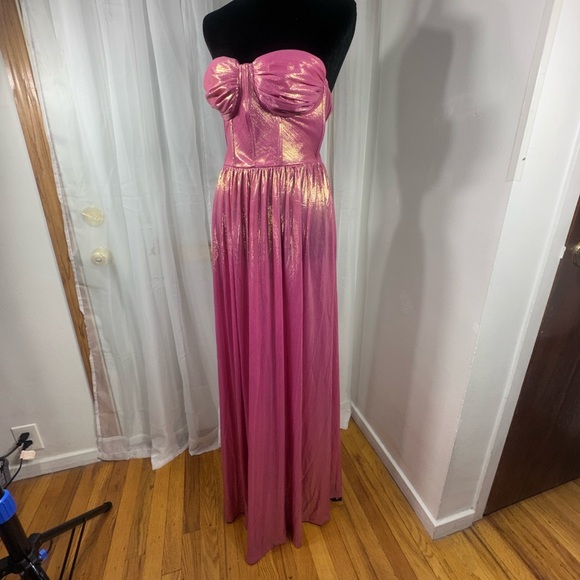 Glamorous Strapless Pink Evening Gown - Picture 4 of 6